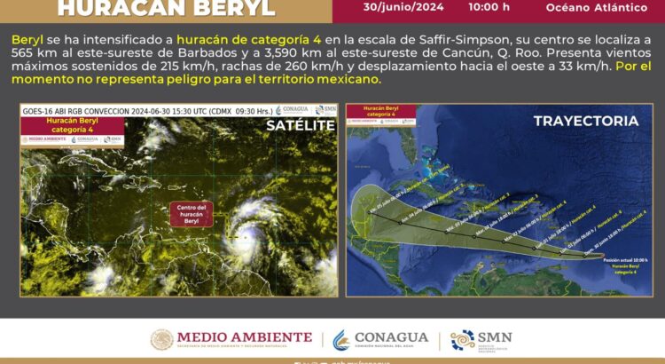 Quintana Roo entra en alerta azul ante acercamiento del huracán Beryl
