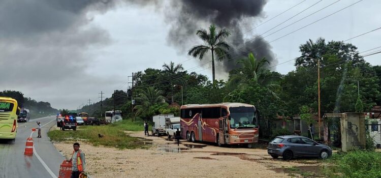 Se incendia campamento del Ejército Mexicano en Tulum